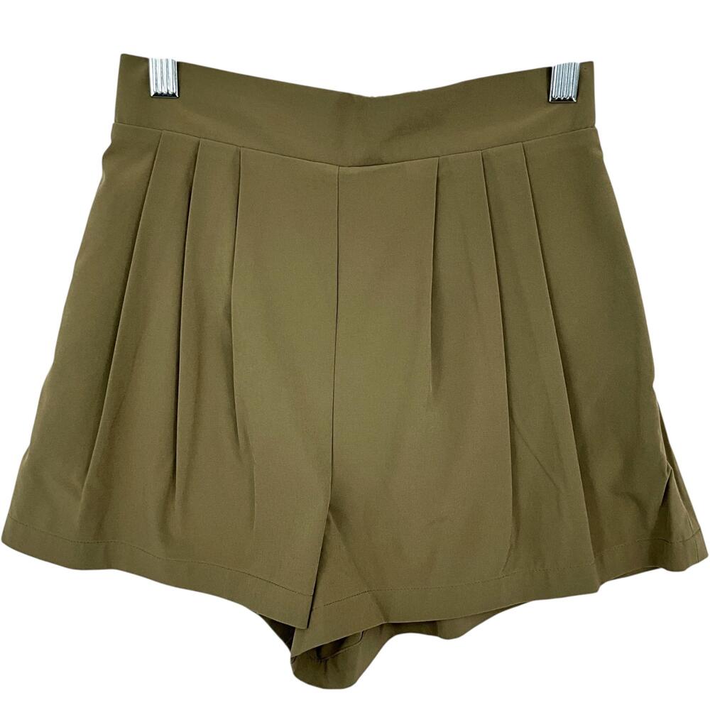 Wayre Travel Pocket Flow Shorts Womens XS Fern Green Pleated Elastic Waist